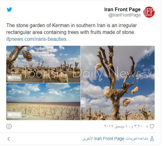 حديقة تتحول لمزار سياحى فى ايران .. أشجارها تنتج حجارة بدلاً من الثمار