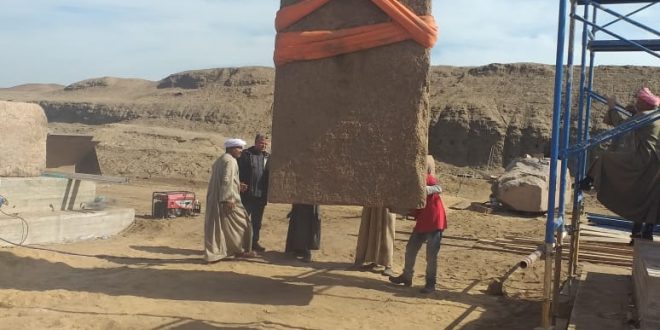 بدء ترميم وتجميع مسلتين أثريتين في منطقة آثار صان الحجر بمحافظة الشرقية