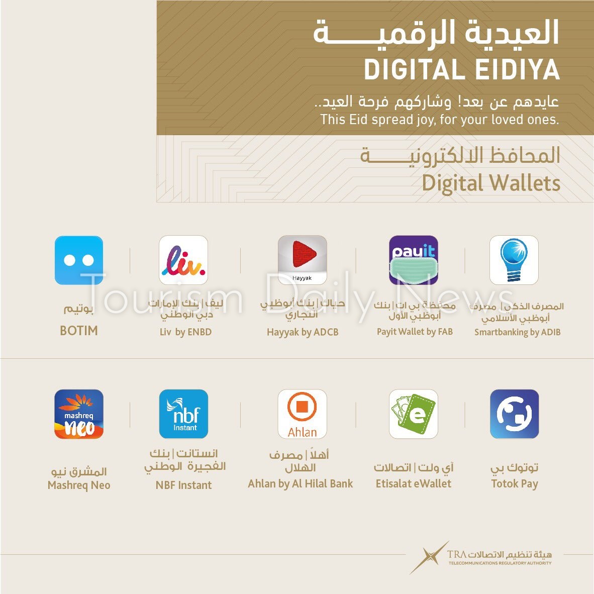 هيئة تنظيم الاتصالات الإماراتية تنظم 33 تطبيقًا لتوزيع العيدية عن بعد