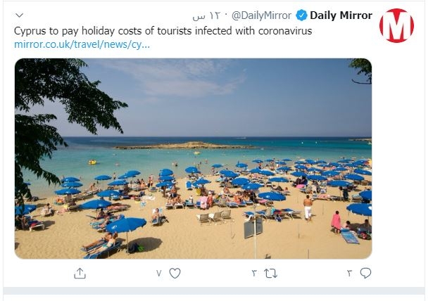 قبرص تتعهد بتغطية تكاليف رحلة أي سائح يصاب بكورونا أثناء رحلته على أراضيها