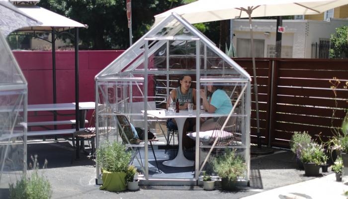 بالصور... مقهى يستخدم صوبات زجاجية ويتغلب على كورونا