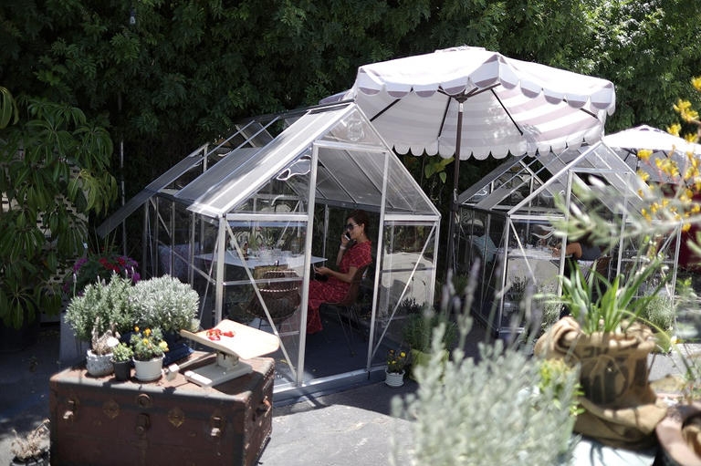 بالصور... مقهى يستخدم صوبات زجاجية ويتغلب على كورونا