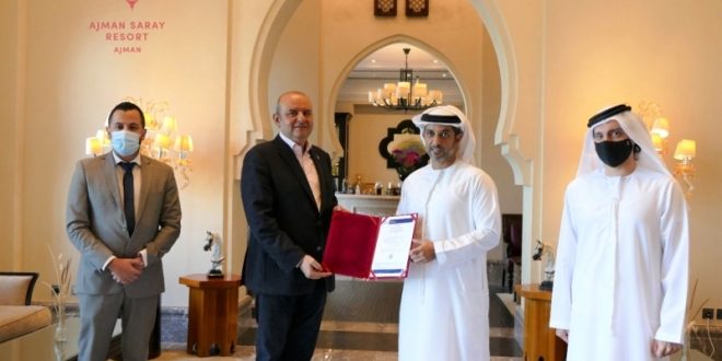 "سياحة عجمان" تمنح أولى شهادات "بيرو فيريتاس " لـ" منتجع سراي"