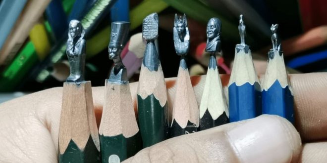 الفنان المصري إبراهيم بلال يروج للسياحة المصرية بأقلام رصاص