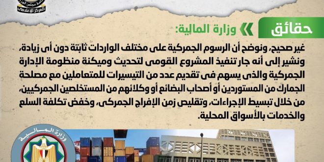 الحكومة تعتزم زيادة الرسوم الجمركية خلال الفترة المقبلة.. شائعة