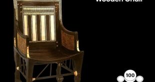 كرسي من الخشب برقائق الذهب ضمن مقتنيات مقبرة الفرعون الذهبي توت عنخ آمون