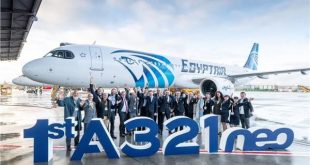مصر للطيران تتسلم طائرة جديدة طراز آيرباص A321neo لتنضم الي أسطول الشركة
