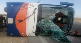 30 سيارة إسعاف لنقل مصابي انقلاب أتوبيس سياحي بطريق شرم الشيخ عيون موسي