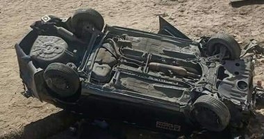 إصابة 3 أشخاص في انقلاب سيارة أعلى الطريق الصحراوى بمدينة الصف جيزة