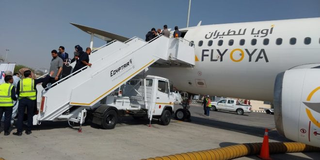 مصر للطيران يستقبل أولى رحلات FLY OYA الليبية من مطار معيتيقة لبرج العرب