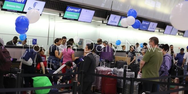 انطلاق أولى رحلات مصر للطيران لنيوجيرسي .. وألف ميل إضافي لعملاء أول رحلة