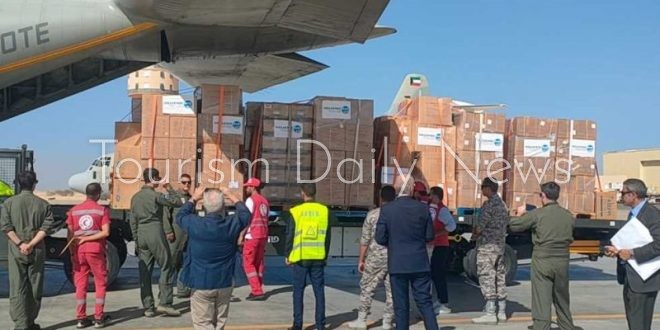 123 طائرة مساعدات وصلت مطار العريش منذ 12 أكتوبر الماضى