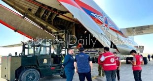 وصول طائرة روسية تحمل 21 طناً من المساعدات الإنسانية لسكان قطاع غزة