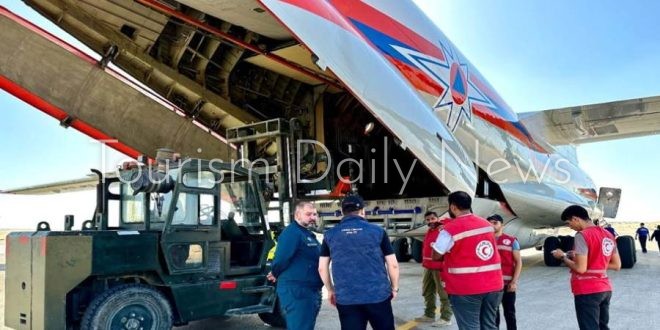 وصول طائرة روسية تحمل 21 طناً من المساعدات الإنسانية لسكان قطاع غزة