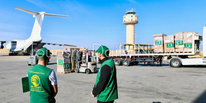 مطار العريش يستقبل طائرة الإغاثية السعودية رقم 31 إلى غزة