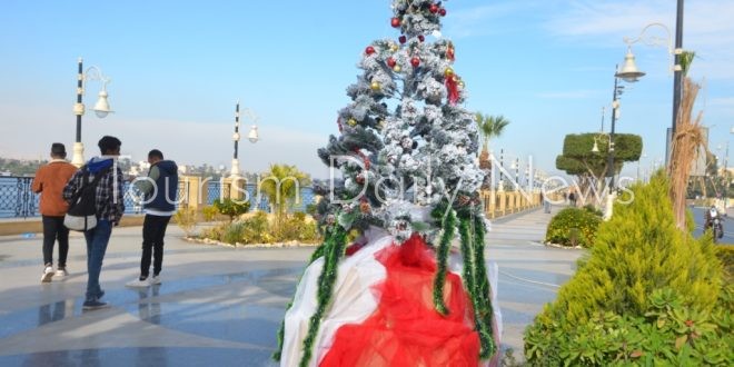 الأقصر تزين الشوارع والميادين والحدائق بأشجار الكريسماس والإضاءة الملونة