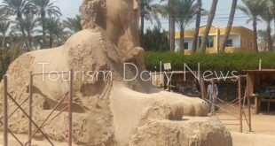 بدء أعمال ترميم تمثال أبو الهول بالحديقة المتحفية بمنطقة آثار ميت رهينة