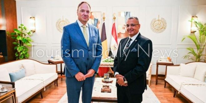 اللواء دكتور خالد مبارك، محافظ جنوب سيناء، يستقبل بمكتبه بمدينة شرم الشيخ، السفير بارت دي غروف، سفير مملكة بلجيكا