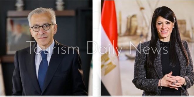 الدكتورة رانيا المشاط، وزيرة التخطيط والتنمية الاقتصادية والتعاون الدولي، مع الدكتور عامر البساط، وزير الاقتصاد والتجارة اللبناني