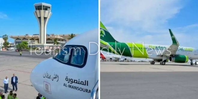 وصول المنصورة أول طائرة مملوكة لشركة طيران عدن لليمن