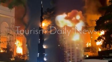 حريق ضخم في فندق فاخر بـنخلة جميرا بدبي بسبب الحرب