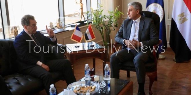 خلال لقاء شريف فتحي، وزير السياحة والآثار مع السفير إيريك شوفالييه سفير دولة فرنسا بالقاهرة